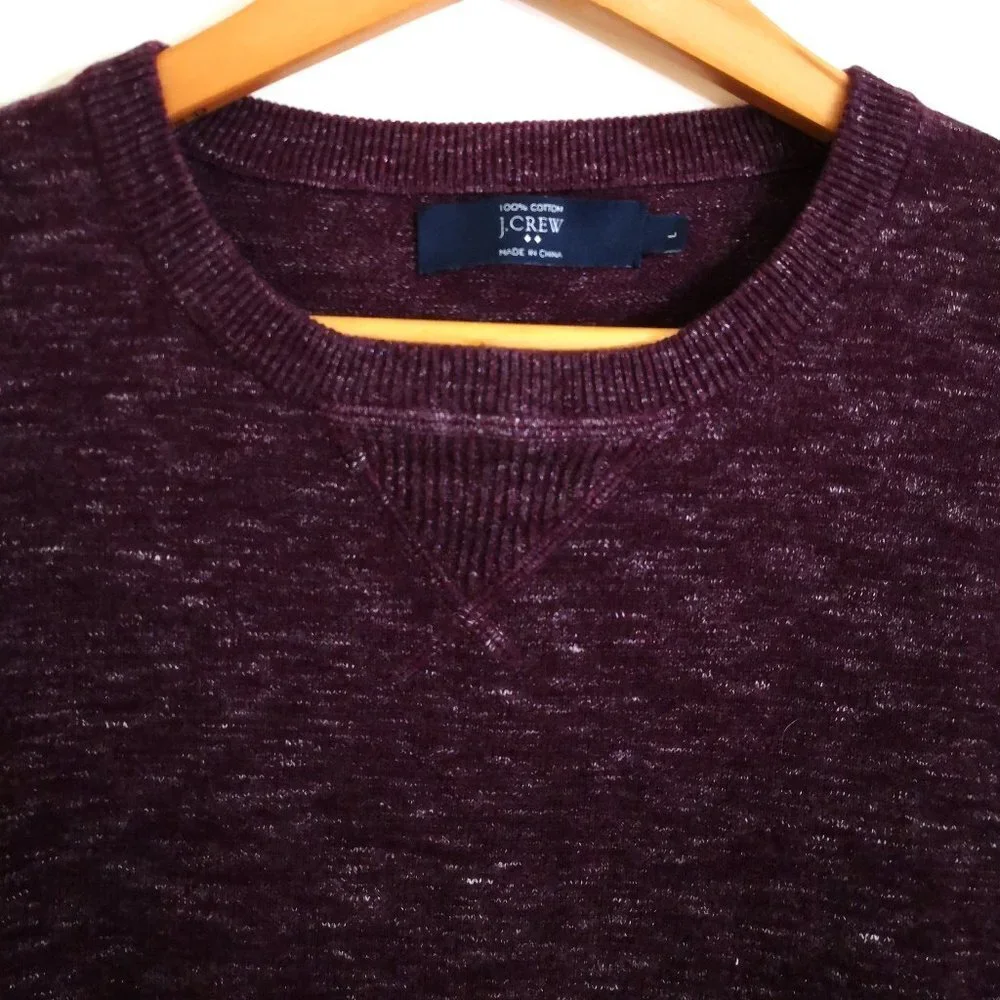 J.‎ Crew Men's 100% Cotton Crewneck Pullover Sweater Burgundy Tweed Size L